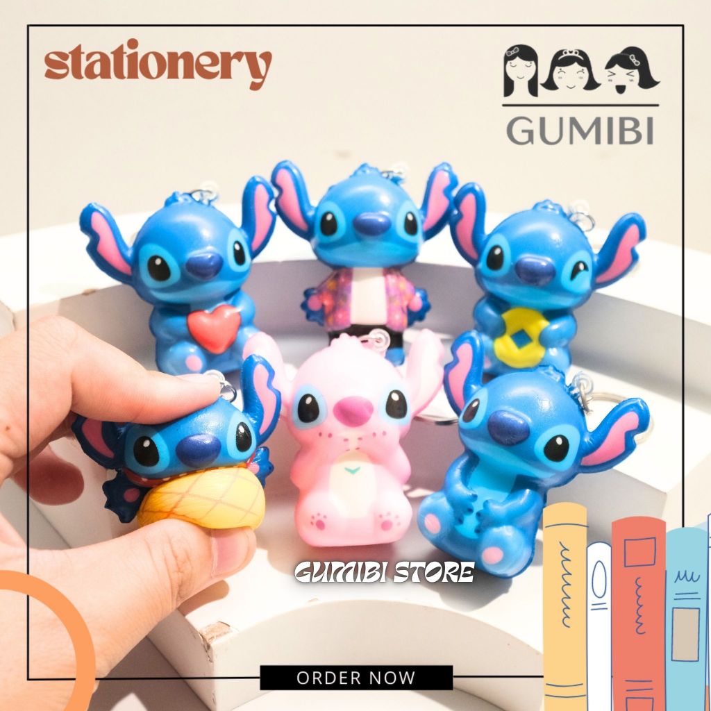 GANTUNGAN SQUISHY STITCH KEYCHAIN LILO STITCH CHARACTER พวงกุญแจน่ารัก พวงกุญแจ SQUISHY STITCH MINI 