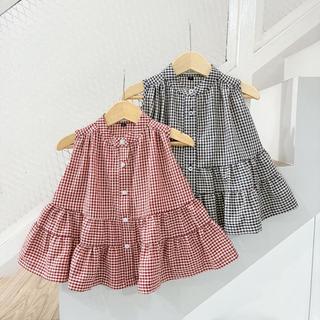 Rosse Tiered Dress / Baju Anak Perempuan & Bayi Sleeveless Kotak Kotak Korean Style / Baelish Kids