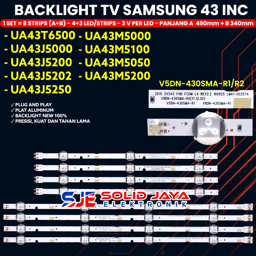 SAMSUNG 43 INCH TV BACKLIGHT UA43J5000 UA43T6500 UA43J5200 UA43J5202 UA43J5250 UA43M5000 UA43M5100 U
