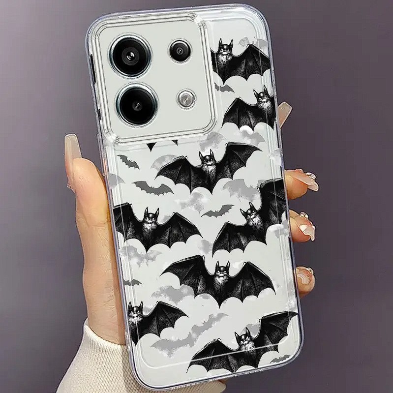 เคส TPU โปร่งใสพร้อม BAT MOTIF SUITABLE สําหรับ REDMI/XIAOMI/POCO 6/8/9/10/11/12/14 C/T/NOTE/PRO/PLU