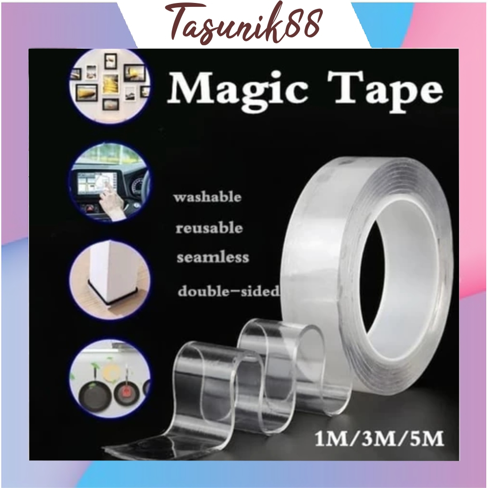 TASUNIK88 Grip Tape 5 เมตรเทปคู่แบบใช้ซ้ําได้มัลติฟังก์ชั่นกาวเทปนาโน 5 เมตร R555