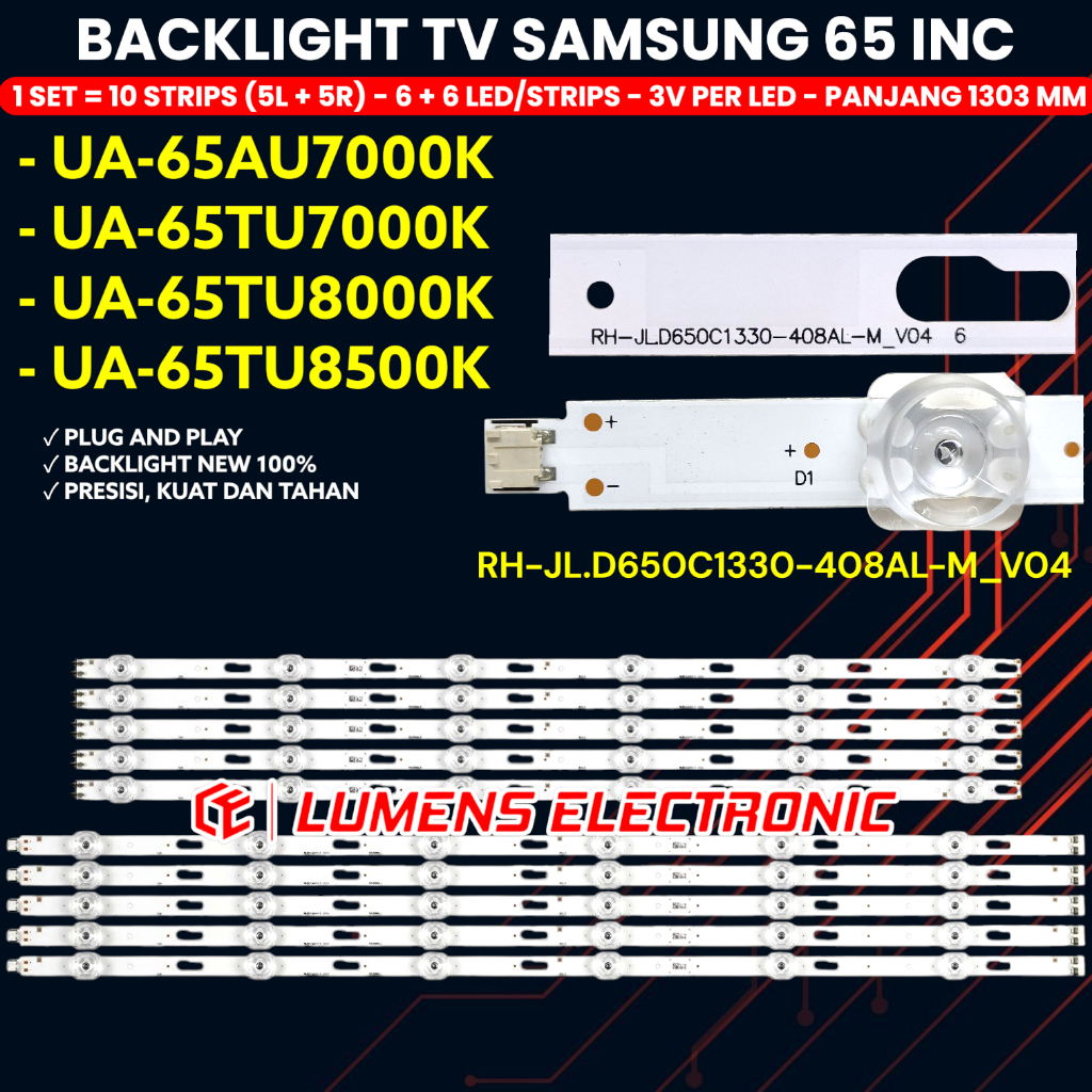 SAMSUNG TV BACKLIGHT 65 นิ้ว 65TU7000 65TU8000 65AU7000 65TU8500 65TU7000K 65TU8000K 65AU7000K 65TU8