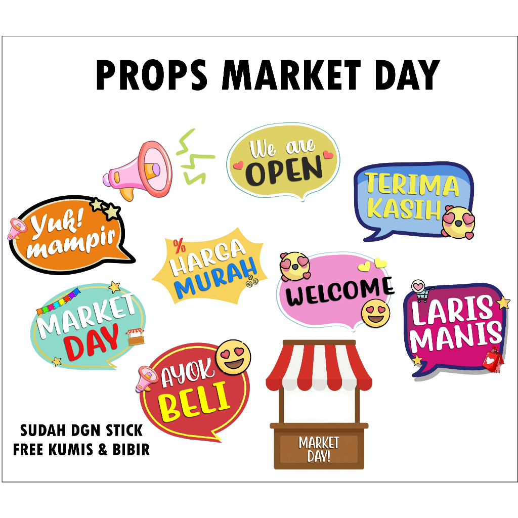 วันการตลาด PROPS! //Reuni Fun Props Photobooth 10 ชิ้น Art Carton || Photobooth Property Fun Props 1