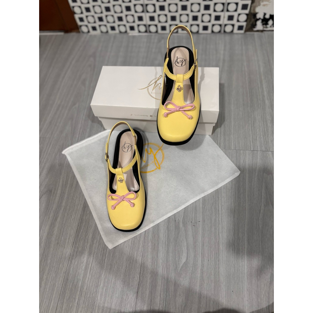 Hy_shoes. รองเท้า Aiko Marry Jane สีเหลืองพาสเทล