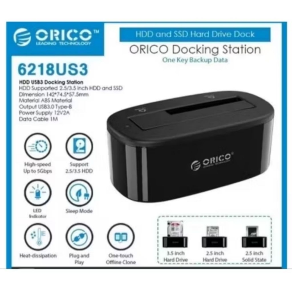 Orico 6218US3 2.5/3.5 นิ้ว HDD และ SSD Hard Drive Dock/2.5/3.5 นิ้ว HDD และ SSD Dock