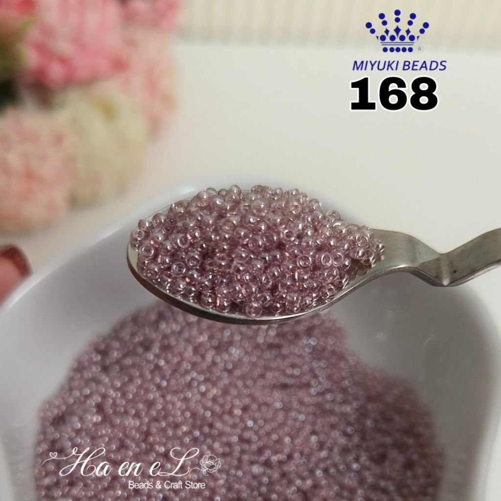 UNGU Miyuki เลื่อมเม็ดทราย (RR) ลูกปัดพรีเมี่ยม ขนาด 12/O(sp) & 11/O รหัส 168 (10gr) สายเงาใส สีม่วง