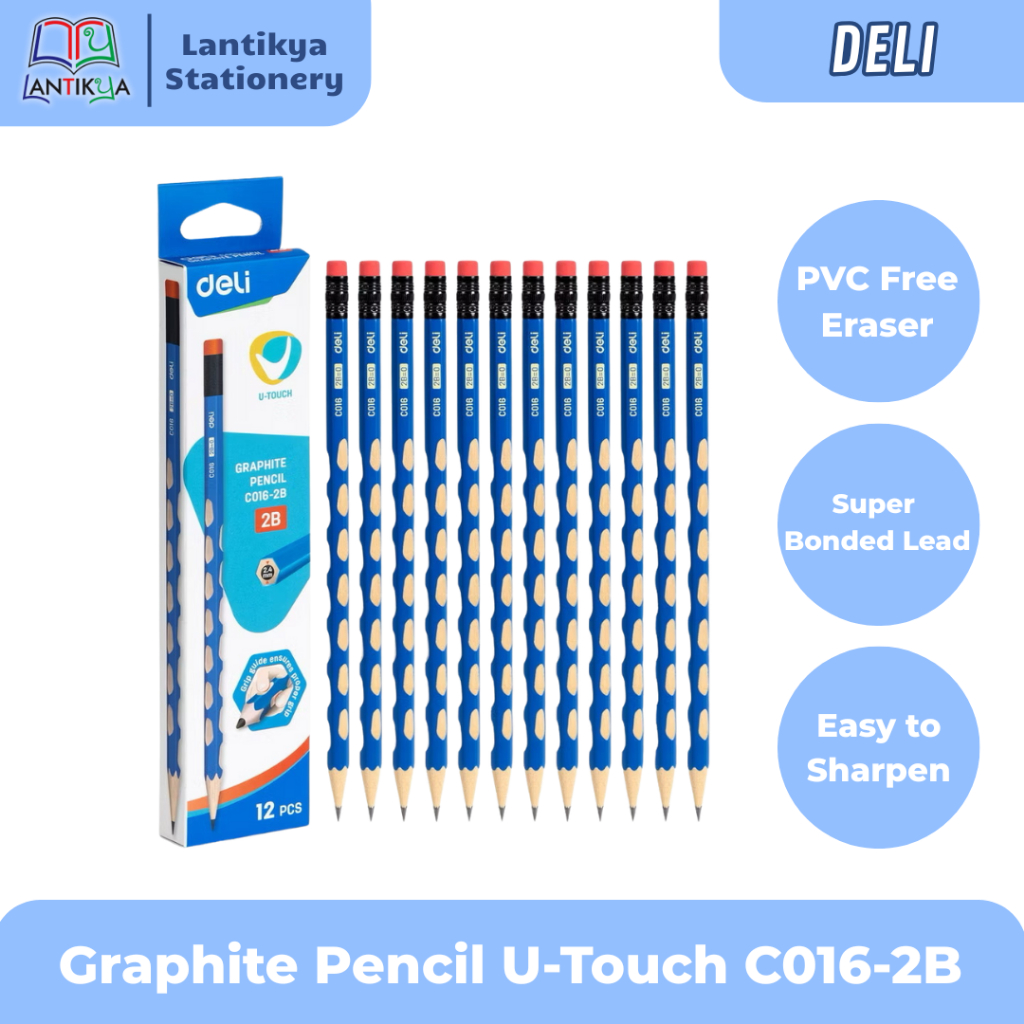 Deli Graphite Pencil C016-2B U-Touch / Deli Pencil 2B / Pencil + Eraser