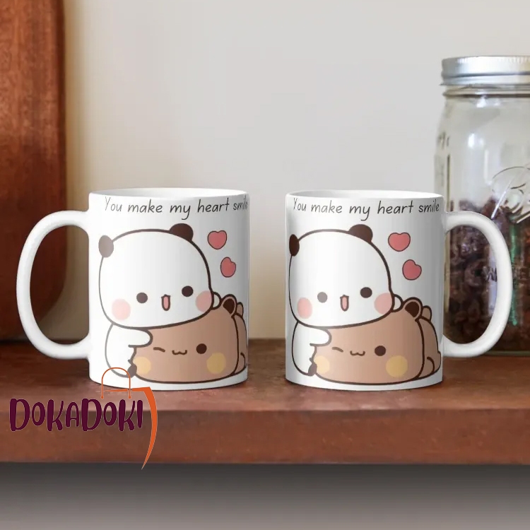 You Make My Heart Smile Bubu Dudu Panda Bear Love แก้วกาแฟเซรามิคของขวัญ Hampers Collection