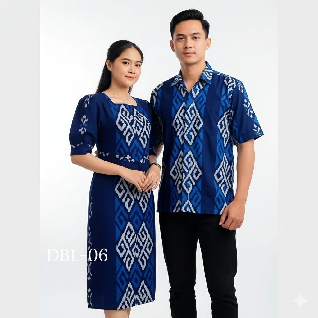 KEMEJA ใหม่ล่าสุด NAVY WOVEN COUPLE CLOTHES SET WOVEN DRESS และ WOVEN SHIRT สําหรับ CHRISTMAS EVENTS