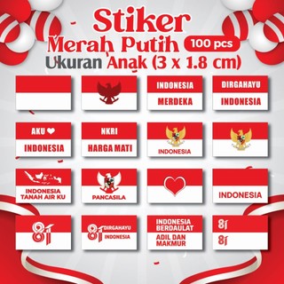 Stiker Pipi Merah Putih 100 Pcs / Sticker Bendera Pipi / Stiker Tempel Pipi / Ukuran Kecil Anak