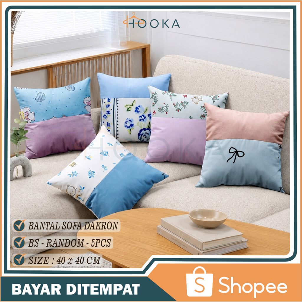 HOOKA เบาะโซฟา 1 ชุด 5 ชิ้น / เบาะเก้าอี้สุนทรียศาสตร์ 40 x 40 ซม. ตกแต่งห้องนั่งเล่น