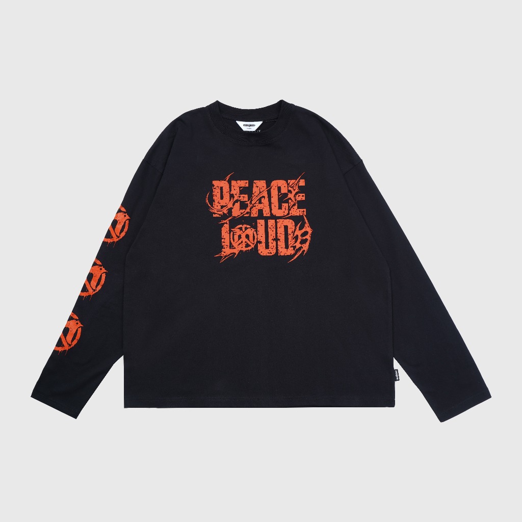 Magma T เสื้อเชิ้ตแขนยาว Boxy Loud 01 Black Magma Apparel Peace Loud