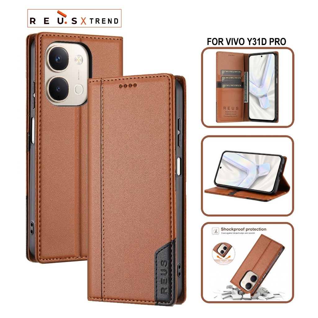 REUS เคสหนัง Vivo Y31d Pro Flip Cover Wallet Card Slot Luxury Premium เคสกันกระแทก
