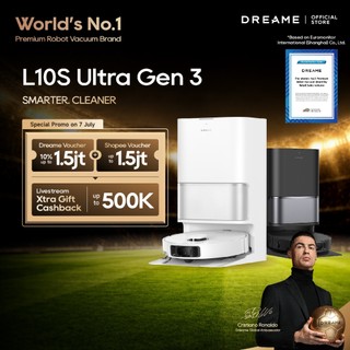 [World's No.1 Premium Robot Vacuum] Dreame Robot Vacuum L10s Ultra Gen 3 | Daya Hisap Terkuat 25.000Pa | Dual Flex Arm Technology Bersih Maksimal | Ace CleanDryboard | Robot Vakum Cleaner Sapu dan Pel