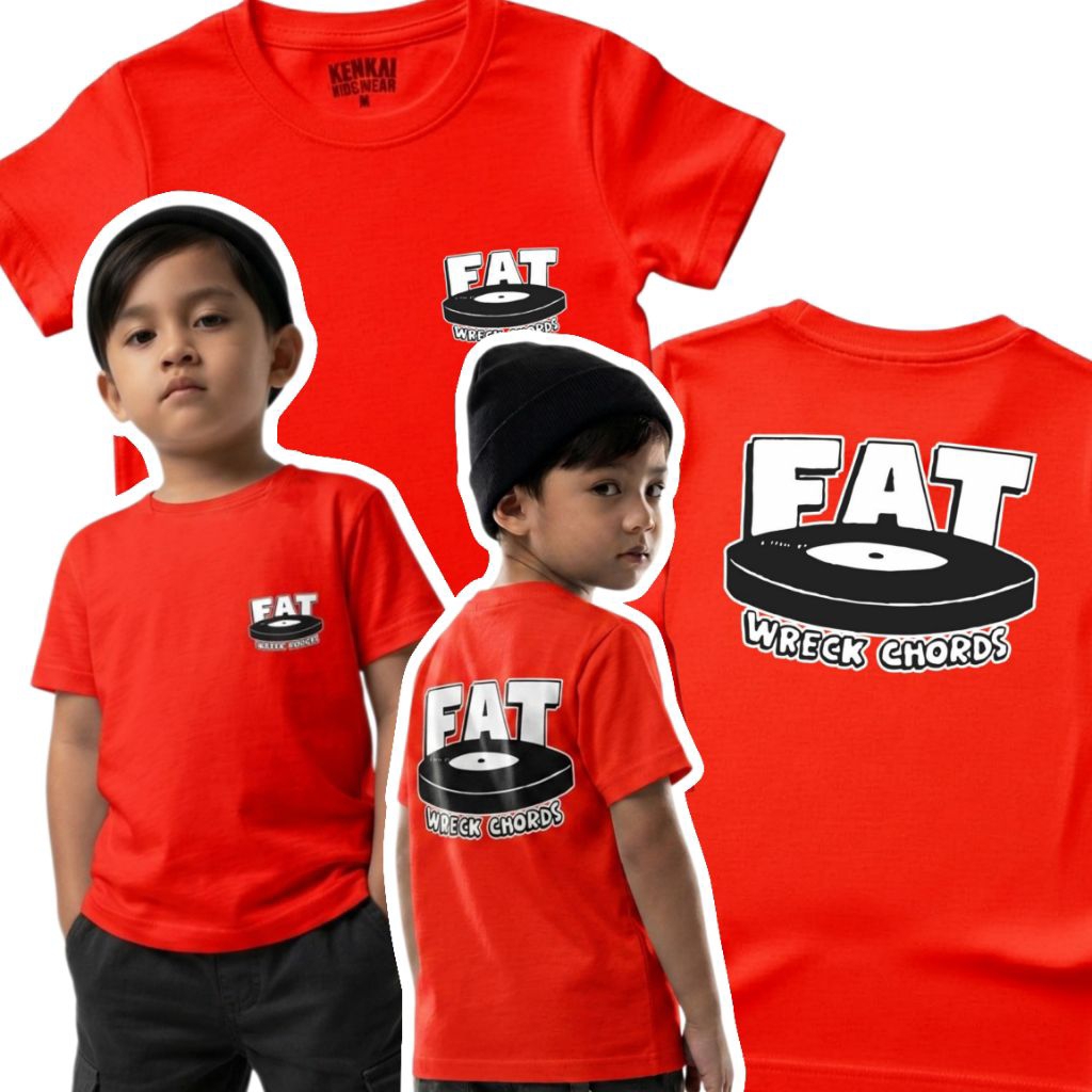 MERAH Fat Wreck Chords Red Kids T-Shirt สําหรับเด็กอายุ 1 ถึง 12 ปี