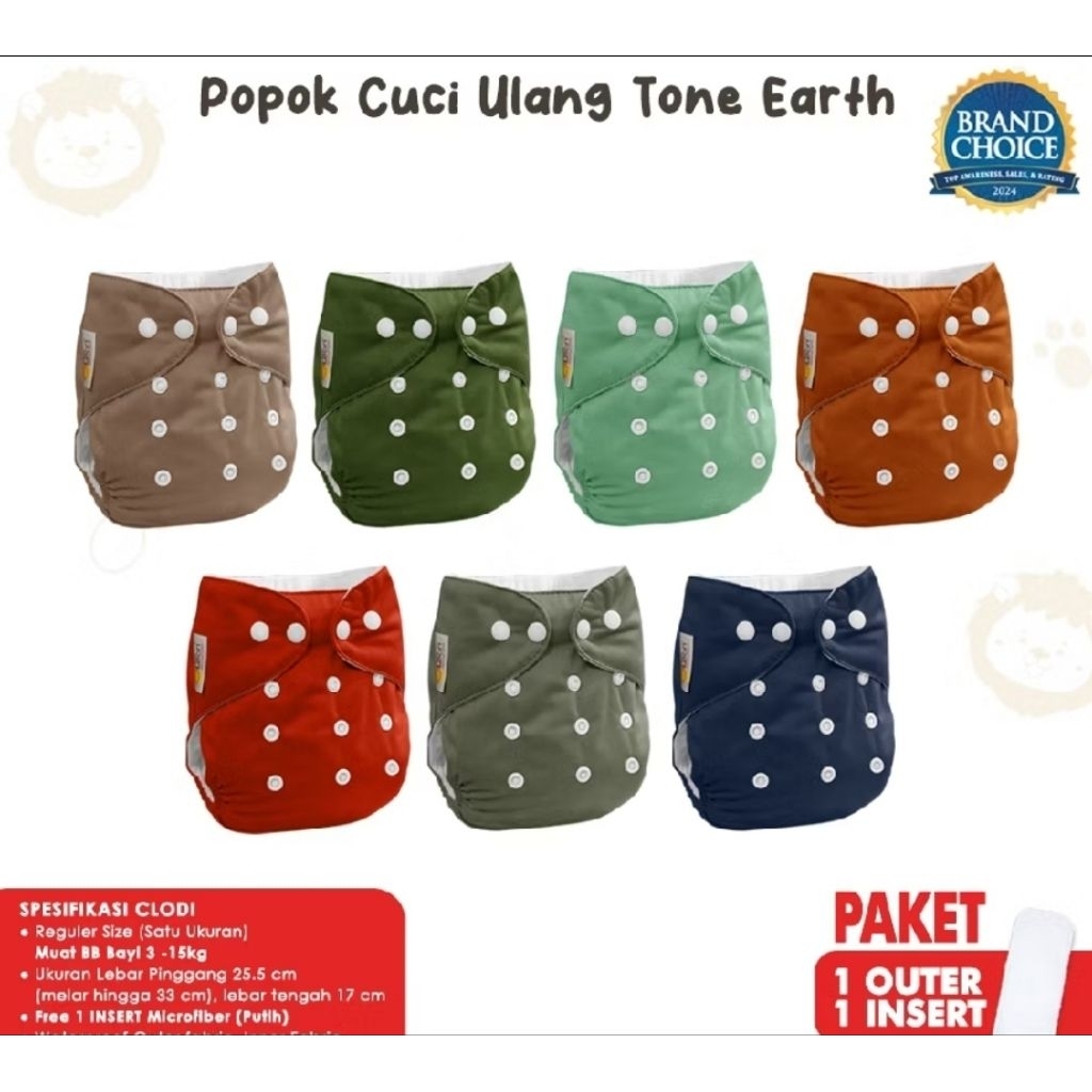 1 ชิ้น CLODI PAMPERS BABY WASHABLE + REGULAR SIZE NEWBORN INSERT FINI BRAND