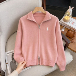 JAKET SWEATER CARDIGAN WANITA DOUBLE ZIPPER RAJUT PREMIUM LOGO KUDA