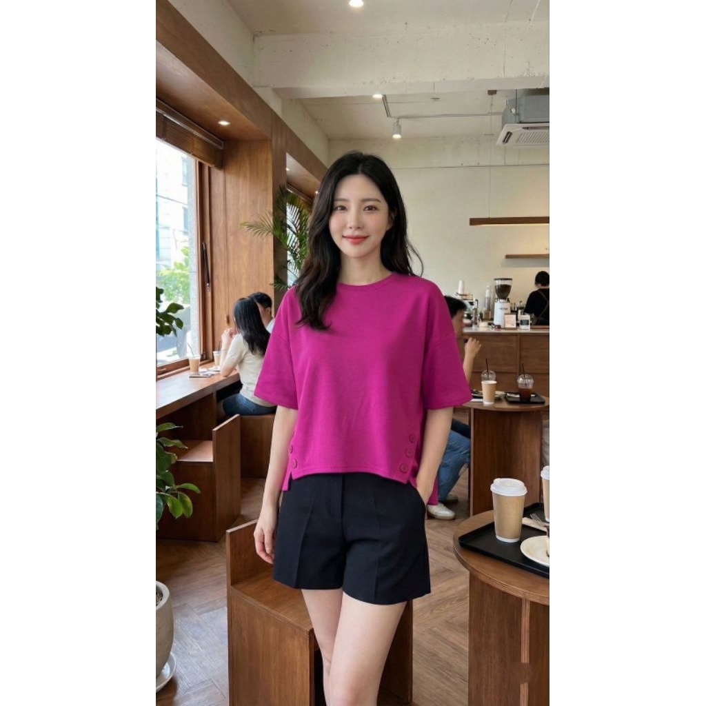 [LC] A21SHOP 1036 เสื้อยืด OVERSIZED SIDE BUTTON
