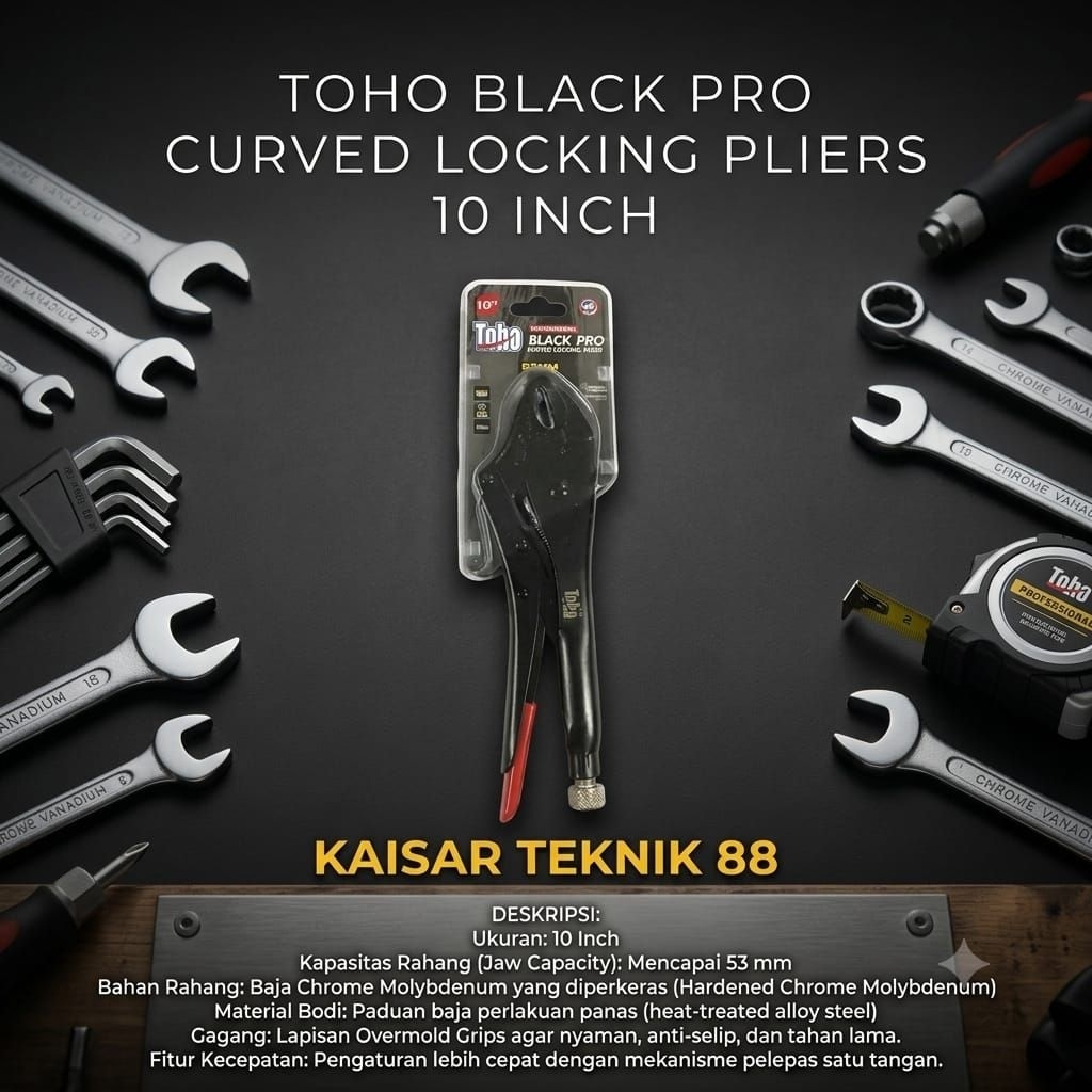 TOHO BLACK PRO CURVED LOKING PLIERS 10 นิ้ว/ TOHO 10 นิ้ว CROCODILE PLIERS
