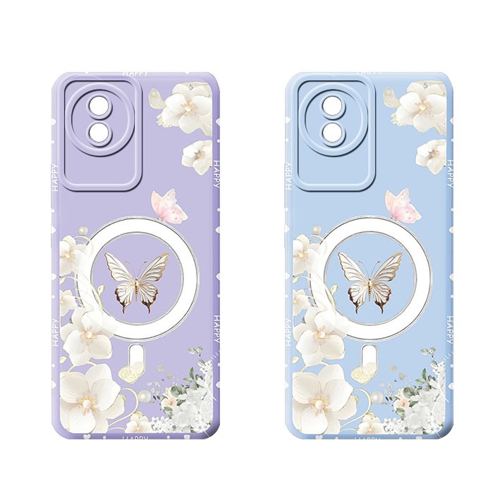 [PU11]Newable Vivo Y02 / Y02T / Y02A Case Fashion Case Procamera Cute butterfly Motif