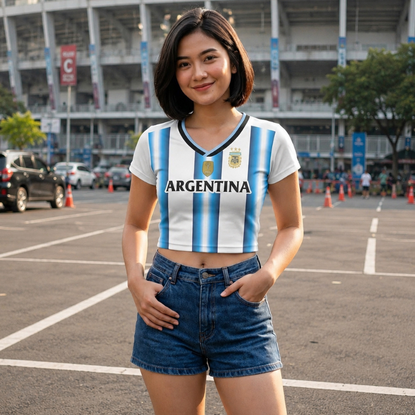 Y2K WORLD CUP SERIES V-NECK CROP TOP JERSEY