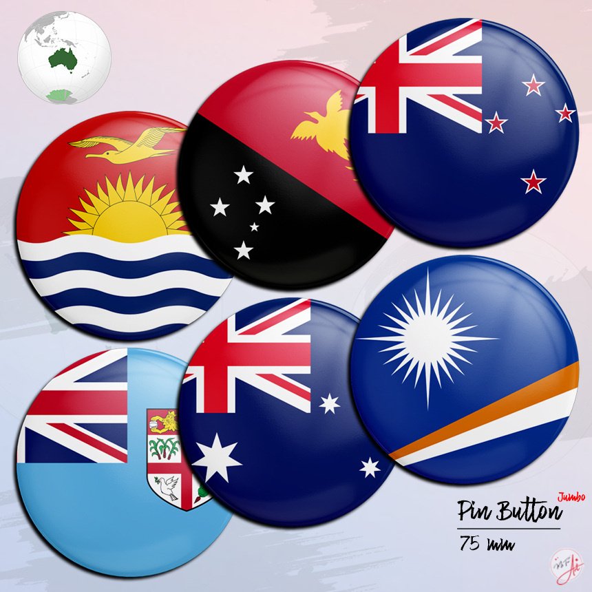 หมุดปุ่มขนาดใหญ่ JUMBO STATE FLAG BENUA AUSTRALIA OSEANIA อุปกรณ์เสริมของที่ระลึกกันน้ํา 75 มม.