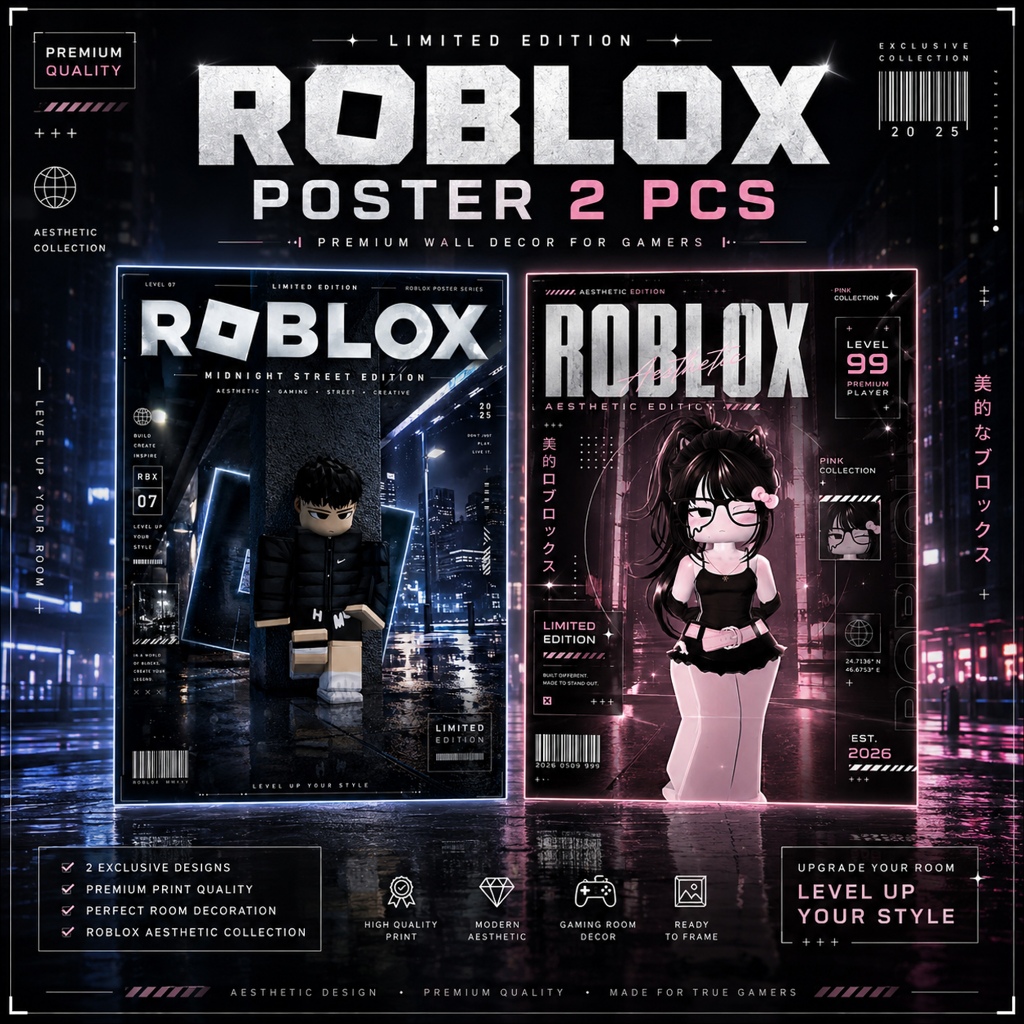 ROBLOX GAME โปสเตอร์พรีเมี่ยม A4 ขนาด 21 x 29.7 ซม