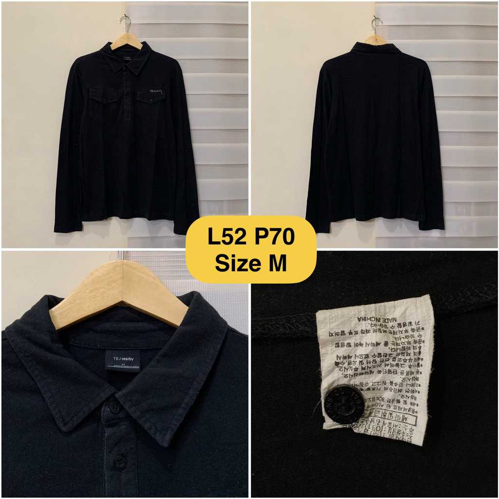 เสื้อโปโลแขนยาว TBJ Nearby สีดําดั้งเดิม