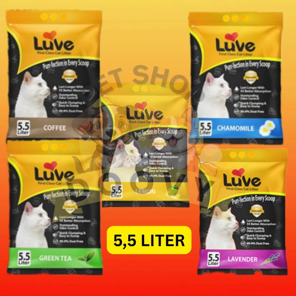 LUVE CAT SAND 5.5 LITERS FRAGRANT และ CLUMBED CAT SAND
