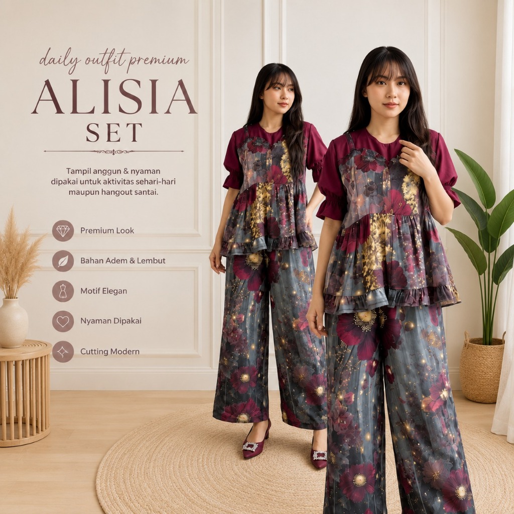 ALISA SHORT SLEEVE RAYON SET LD 110 // ONE SET RAYON MOTIF // LATEST WOMENS SET MUSLIM FASHION // LA