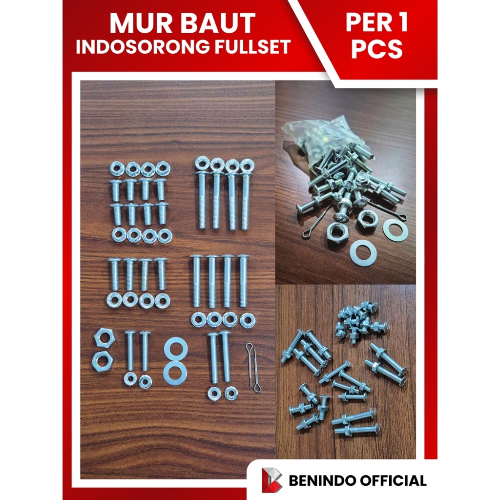 NUT COMPLETE AND BOLT, FULL SET of Wheelbarrow / Wheelbarrow - Indosrong