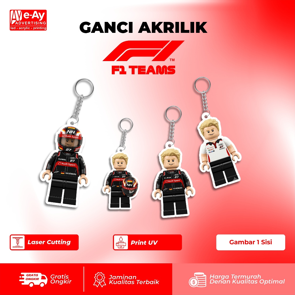 พวงกุญแจอะคริลิคระดับพรีเมียม ทนทาน – ไดรเวอร์ F1 Lego Edition Nico Hulkenberg Audi | เอยาดอร์ตี