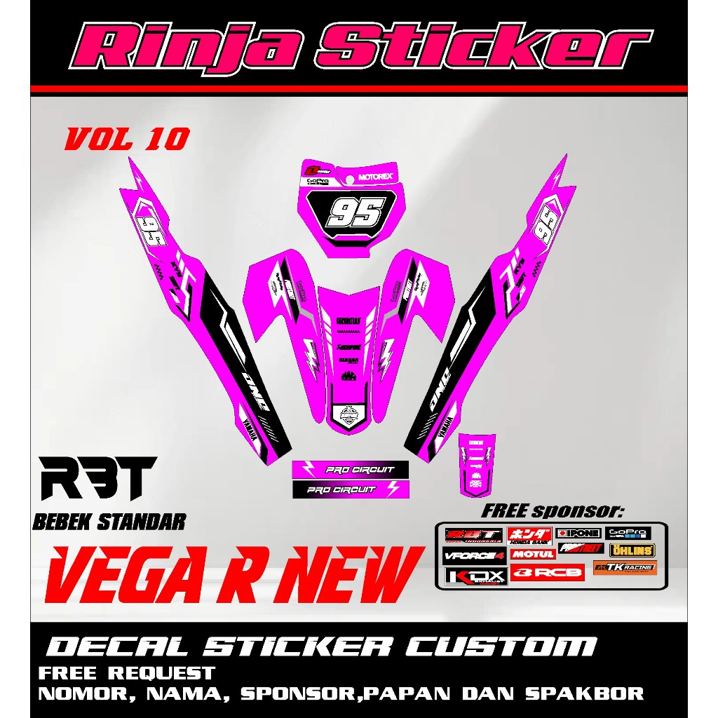 สติ๊กเกอร์ดีคอลใหม่ล่าสุด RBT VEGA R ใหม่ใหม่ล่าสุด RS VOL 10 ฟรี REQUEST NAME NUMBER และ SPONSOR
