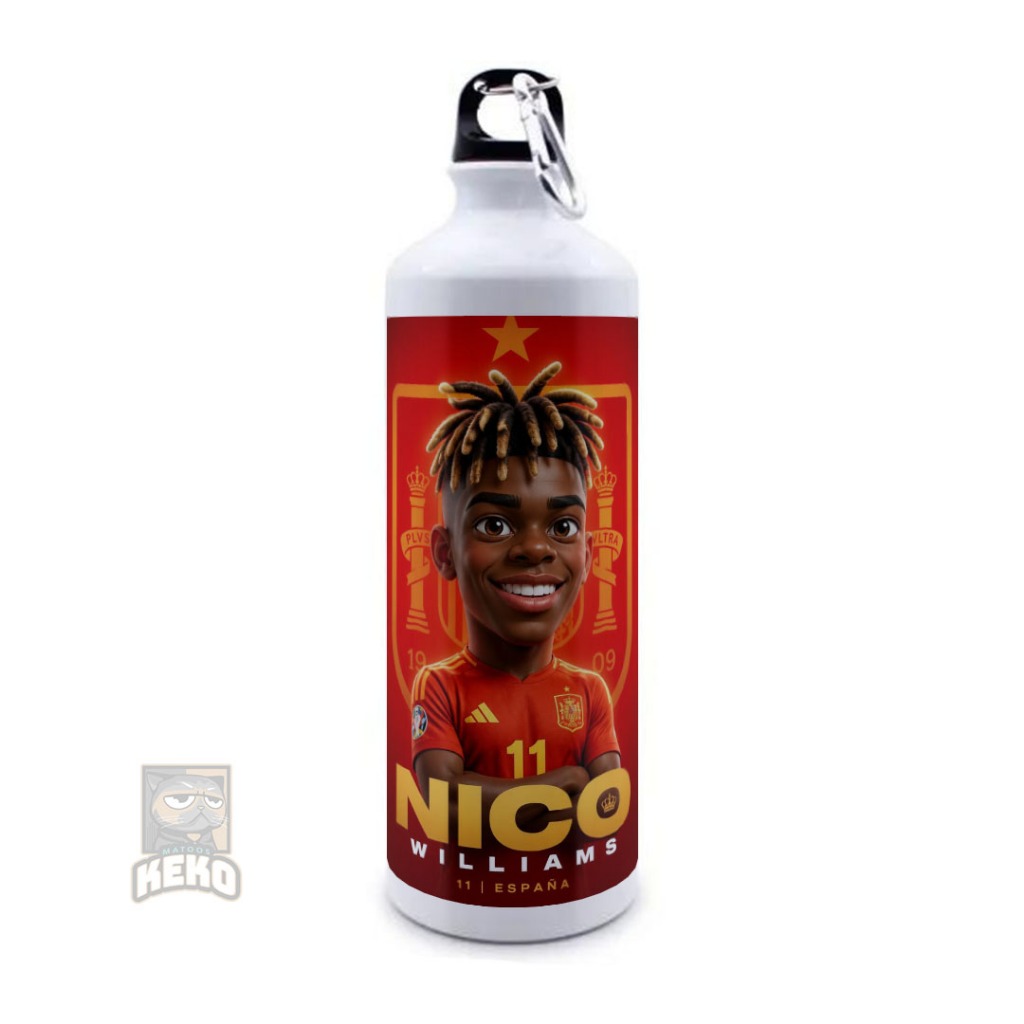 Nico Williams การ์ตูนสไตล์ 3D Caricature Athletic Bilbao & Spain Star Sport Bottle