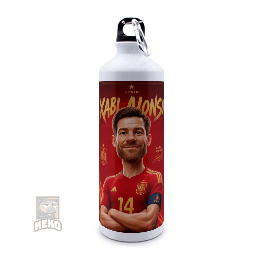 Xabi Alonso 3D สไตล์การ์ตูน Caricature Real Madrid & Spain Midfield Sport Bottle