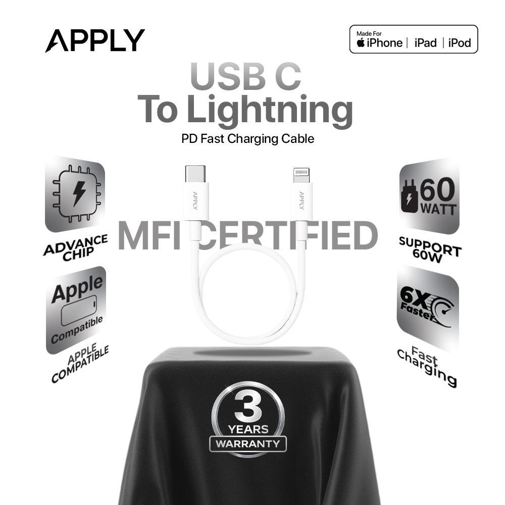 สมัคร - สาย MFI เฉพาะ Lightning 60W สําหรับ iPhone MFI Certified - รับประกัน 3 ปี