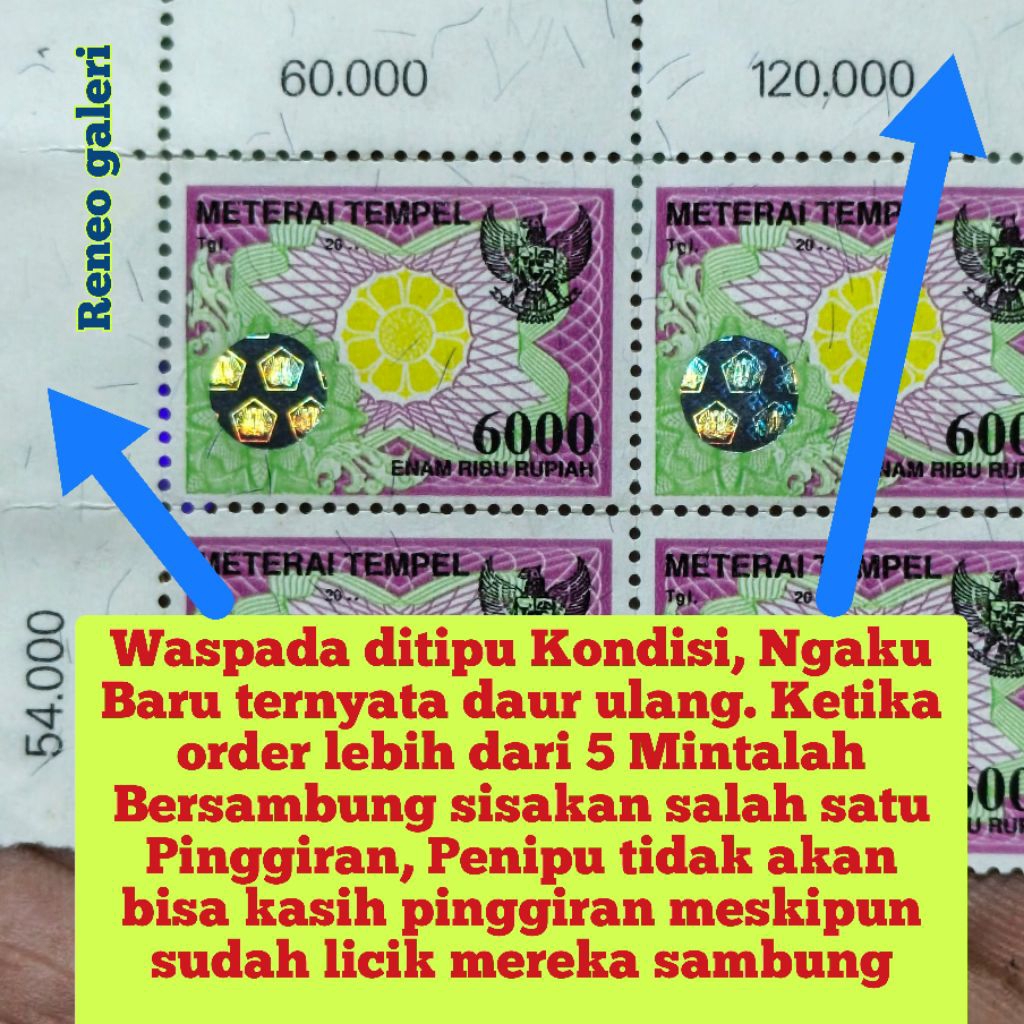 HIJAU รับประกันใหม่ 6000 แสตมป์ Rupiah รับประกันปีใหม่ 2000 2001 2002 แสตมป์ Stick-on Rp 6,000 หน่วย
