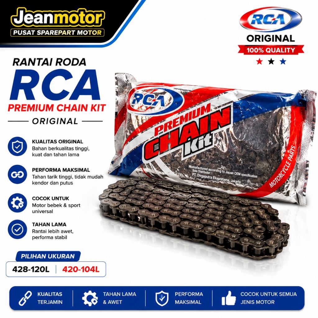 Premium RCA Motorcycle Chain Kit ขนาด 428 - 120L & 420 - 104L Universal Sport Duck Wheel Chain F1ZR 