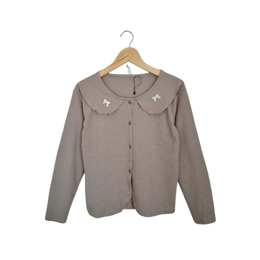 เสื้อคาร์ดิแกนปกริบบิ้น Mocha-Tape (CODE: B168- 05)