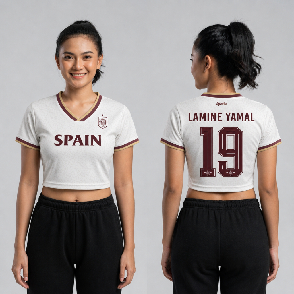 Y2K SPAIN LAMINE YAMAL 19 WORLD CUP เสื้อแข่งคอวีผู้หญิง