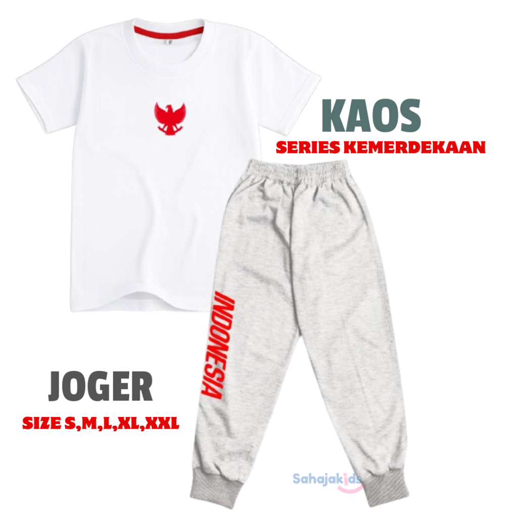 MERAH Joger carnival Joger เสื้อยืดสีแดงและสีขาวอายุ 1-12 ปี Joger เด็กชายและเด็กหญิง