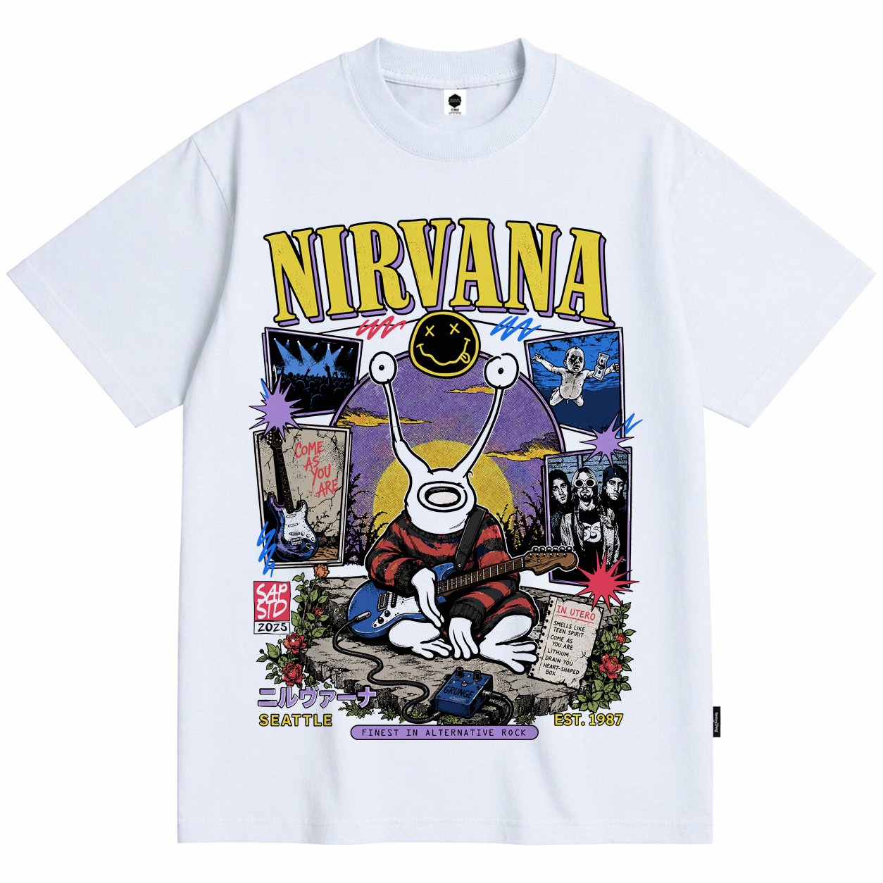 Nirvana Hi How Are You V2 เสื้อยืด Nirvana Band เสื้อยืด