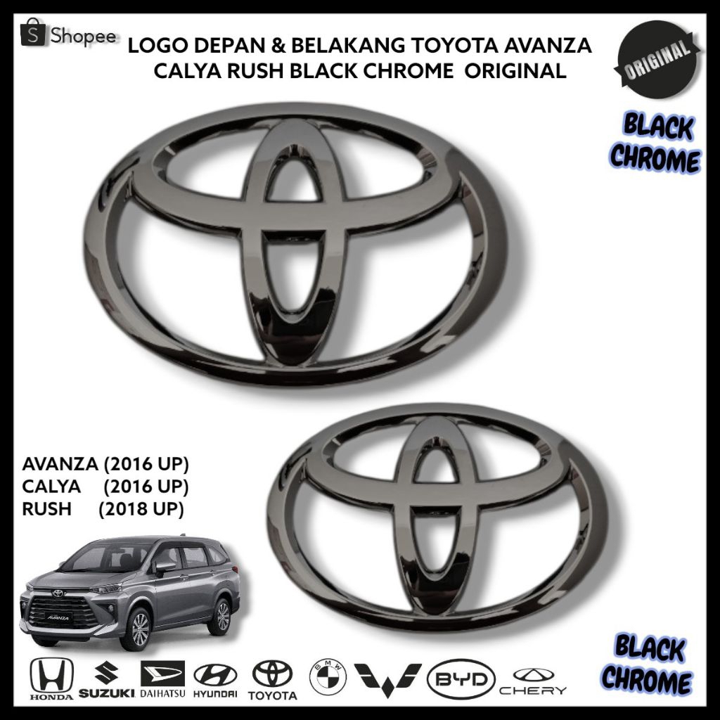 โลโก้ด้านหน้าและด้านหลังสําหรับ Calya Avanza Rush Black Chrome Calya 2016 UP Avanza 2016 UP Rush 201