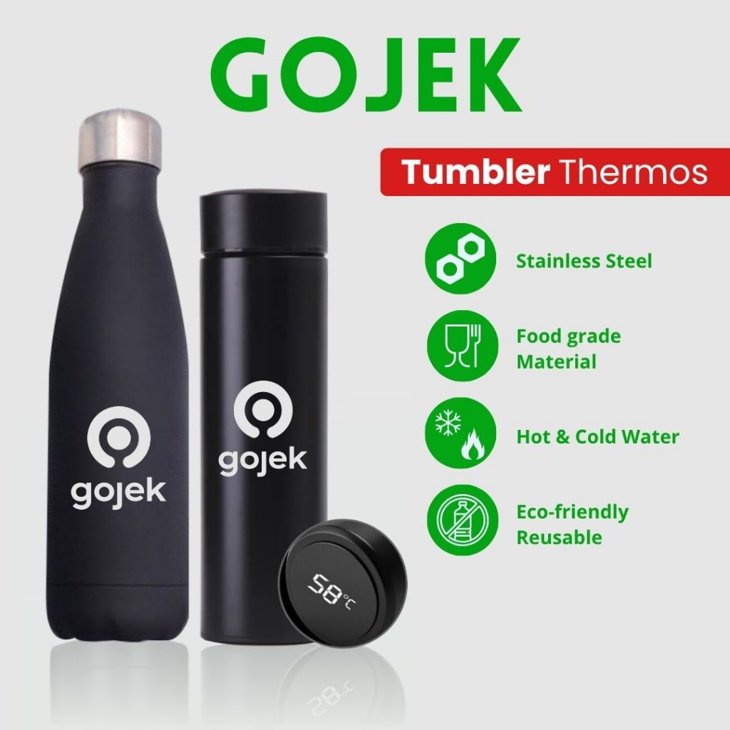 TERMOS GOJEK - TUMBLER THERMOS การออกแบบโลโก้ GOJEK ที่ปรับแต่งเอง