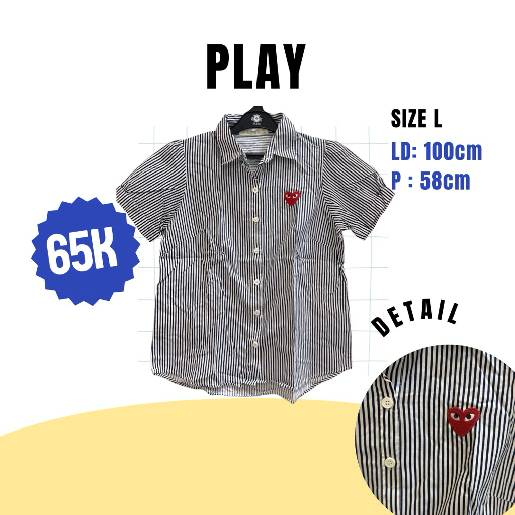 KEMEJA PLAY ndg shirt strip black white Casual Blouse