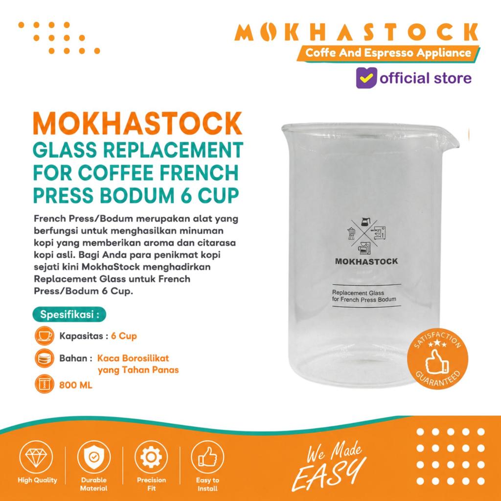 MOKHASTOCK กระจกเปลี่ยนสําหรับกาแฟ FRENCH PRESS BODUM 6 CUP