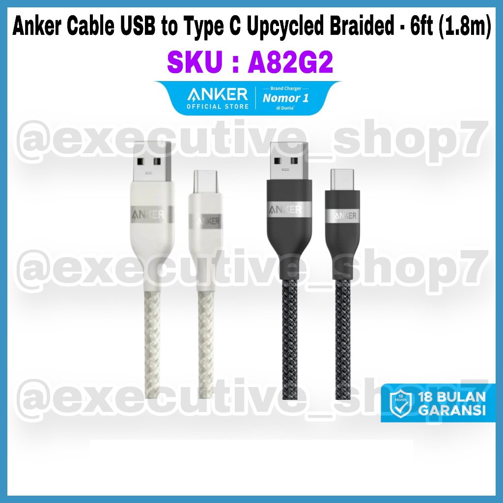 สาย Anker USB to Type C Upcycled Braided 6FT (1.8m) - SKU: A82G2