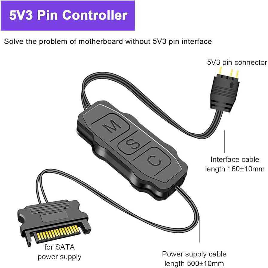 พัดลม Led ARGB Controller ARGB แอดเดรสได้ ( ARGB 3 ขา, ไฟ SATA)