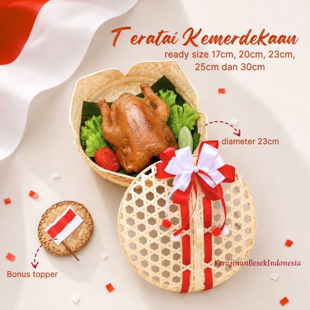 พิเศษ INDONESIAN INDEPENDENCE ANNIVERSARY LOTUS BAMBOO DECORATIVE RIBBON BONUS TOPPER Box hampers ไก