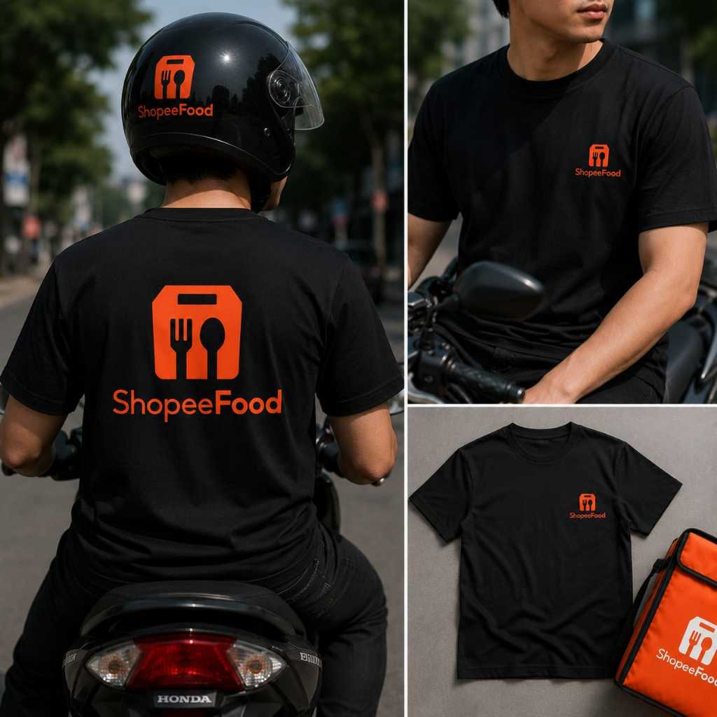CHERON - เสื้อยืด Shopee Food Shopeefood Driver สีดํา